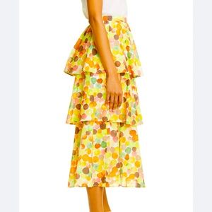 Molly Watercolor Bubble Print Tiered Poplin Skirt